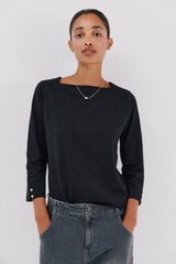 Cortefiel Essential boat neck T-shirt Black