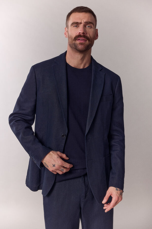 OOTO Linen blend matching blazer Navy