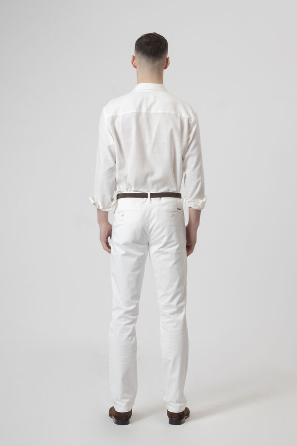 PuroEGO Cal&ccedil;as chino em algod&atilde;o slim fit Ecru