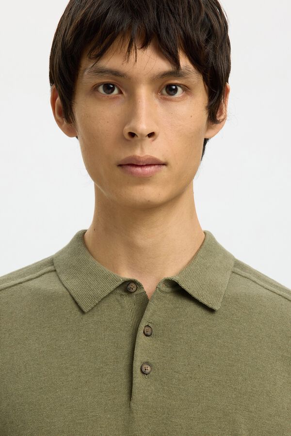 Selected Polo manga curta em malha Verde