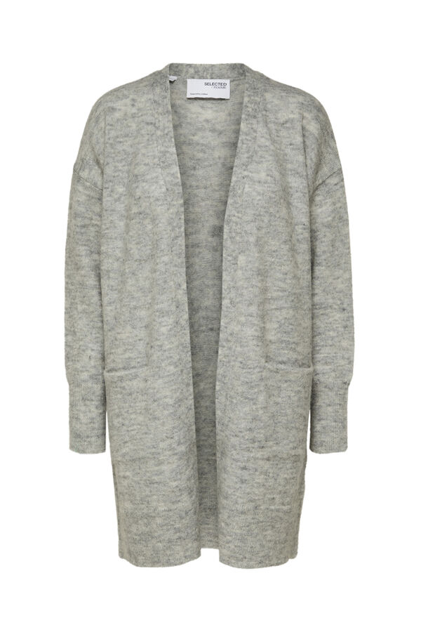 Cortefiel Long wool and alpaca cardigan Grey