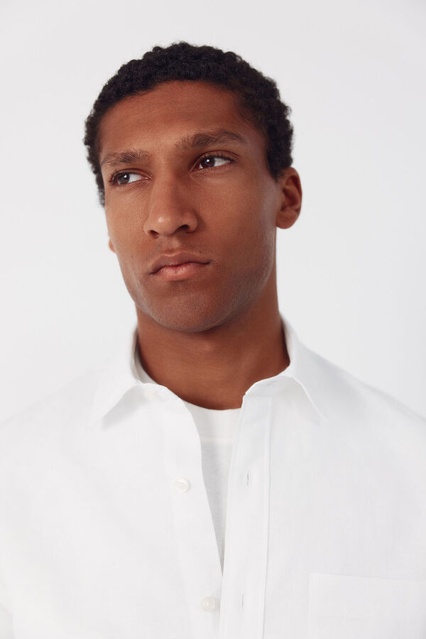 Cortefiel Plain linen cotton shirt White
