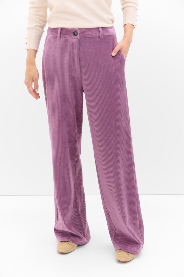 Cortefiel Corduroy straight trousers Lilac