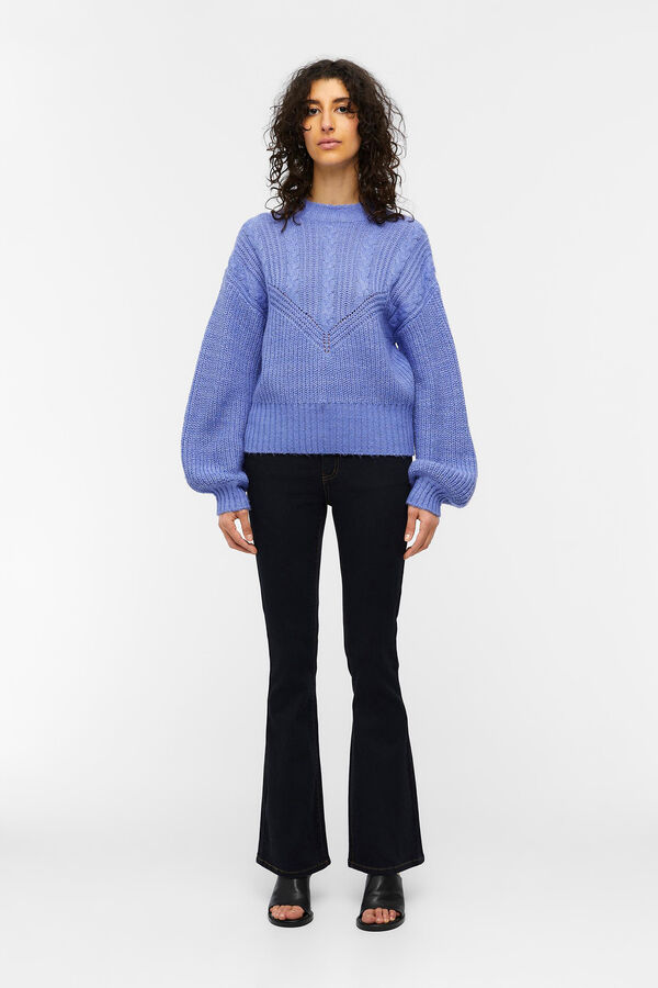 Object Camisola de malha entran&ccedil;ada Azul