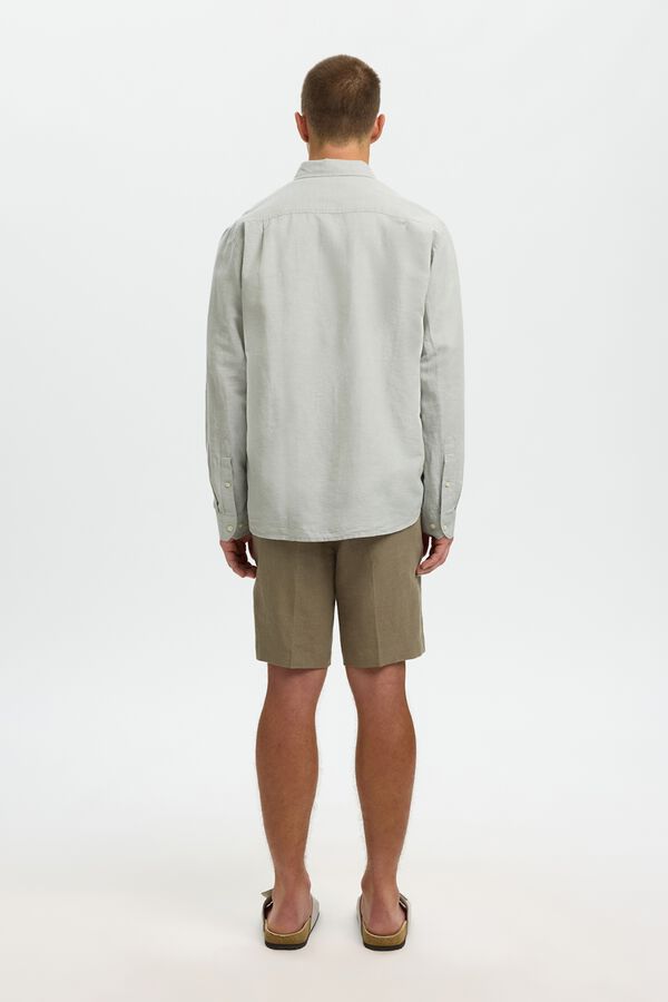 Selected Camisa de manga comprida em linho Verde