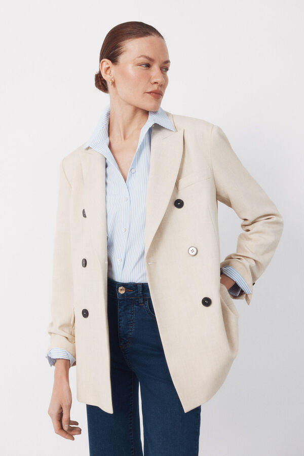 Cortefiel Blazer with large lapels Ivory