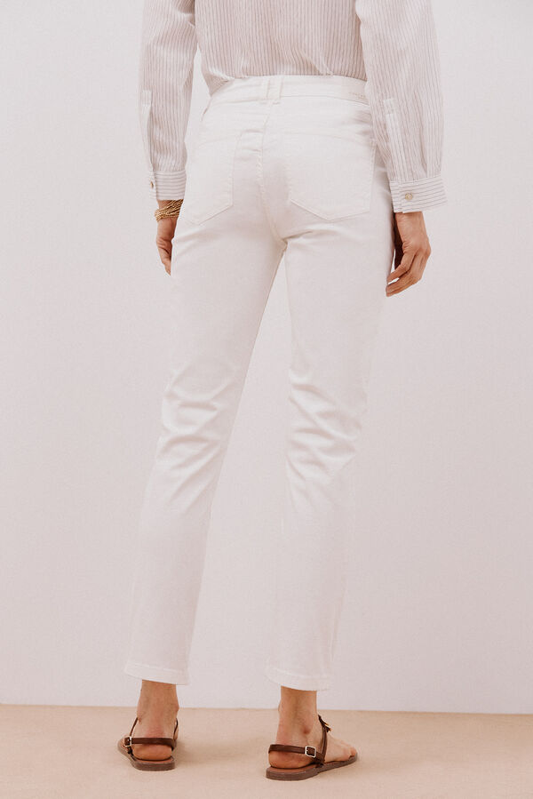 Cortefiel Calça skinny cropped colorida Branco