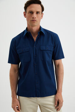 Cortefiel Washed two-pocket shirt Royal blue
