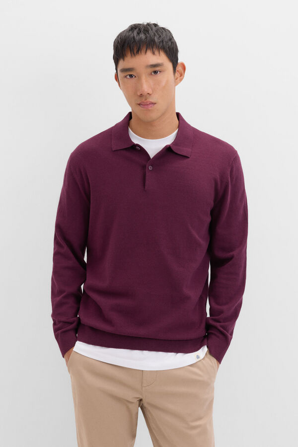 Cortefiel Cotton cashmere polo shirt neck jersey Maroon