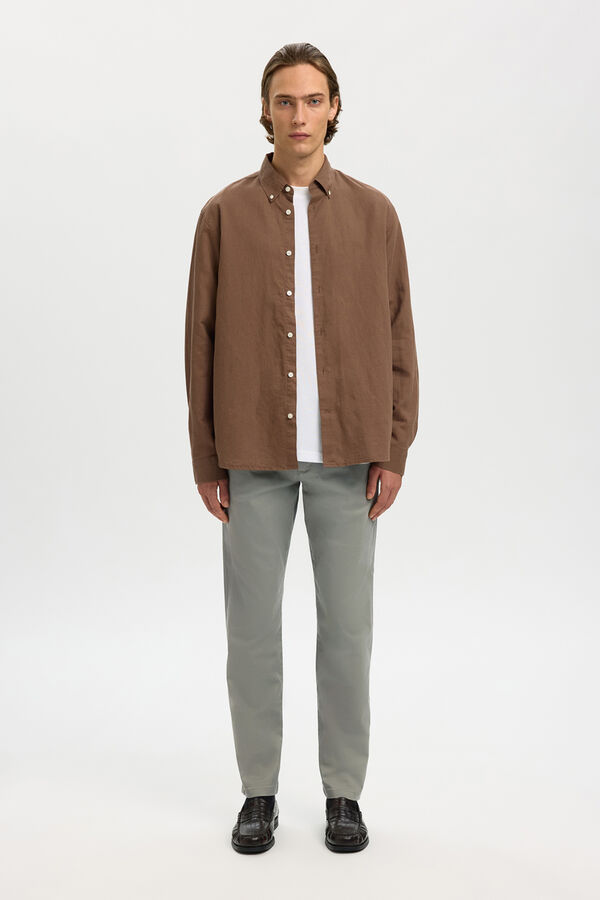 Selected Slim fit chinos pants made with organic cotton  Green