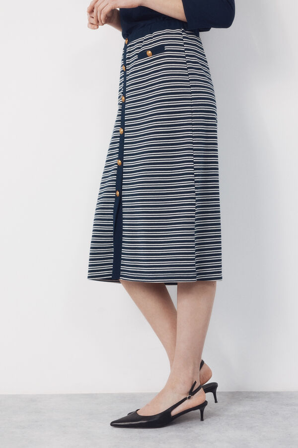 Cortefiel Jersey-knit -up buttons Printed blue