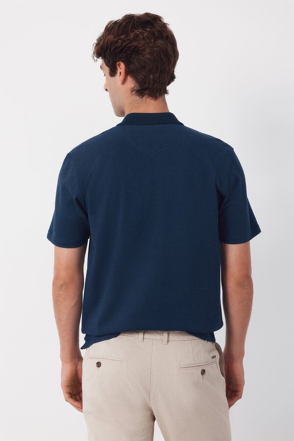 Cortefiel Textured polo shirt Navy
