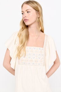Cortefiel Rustic embroidered top Nude