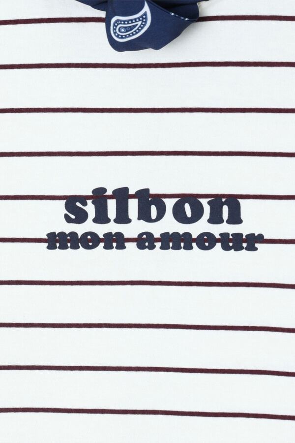 Silbon T-shirt mulher com aplica&ccedil;&atilde;o silbon bandana Impress&atilde;o