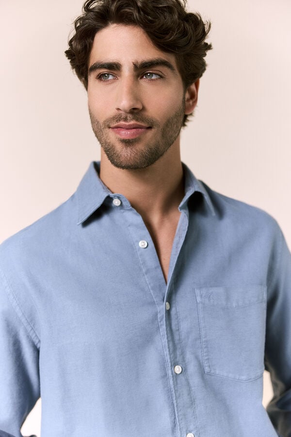 OOTO Camisa lisa fluida Azul