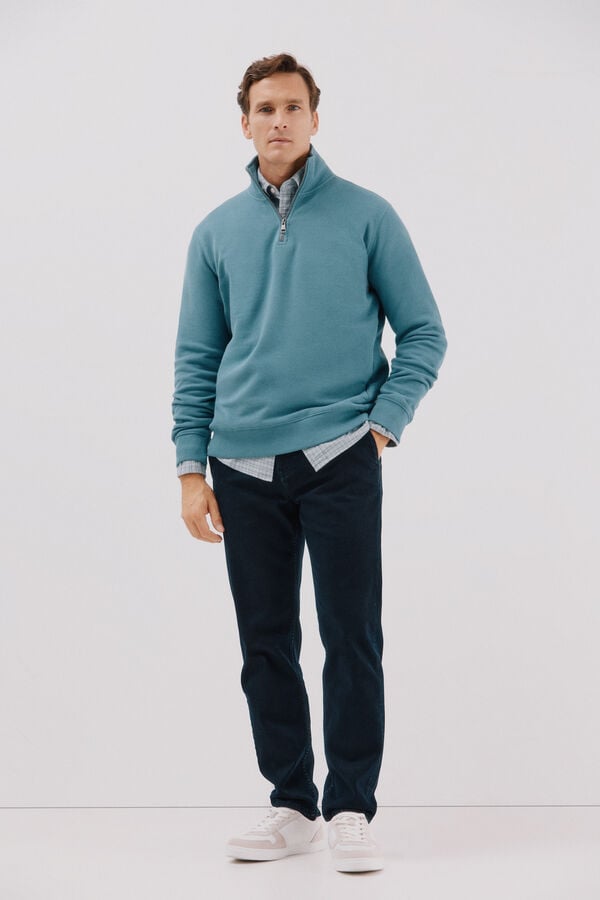 Cortefiel Zipped neck sweatshirt Blue