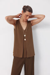 Cortefiel Long pleated top Kaki