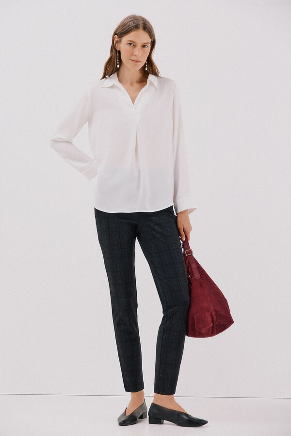 Cortefiel Pleated shirt White