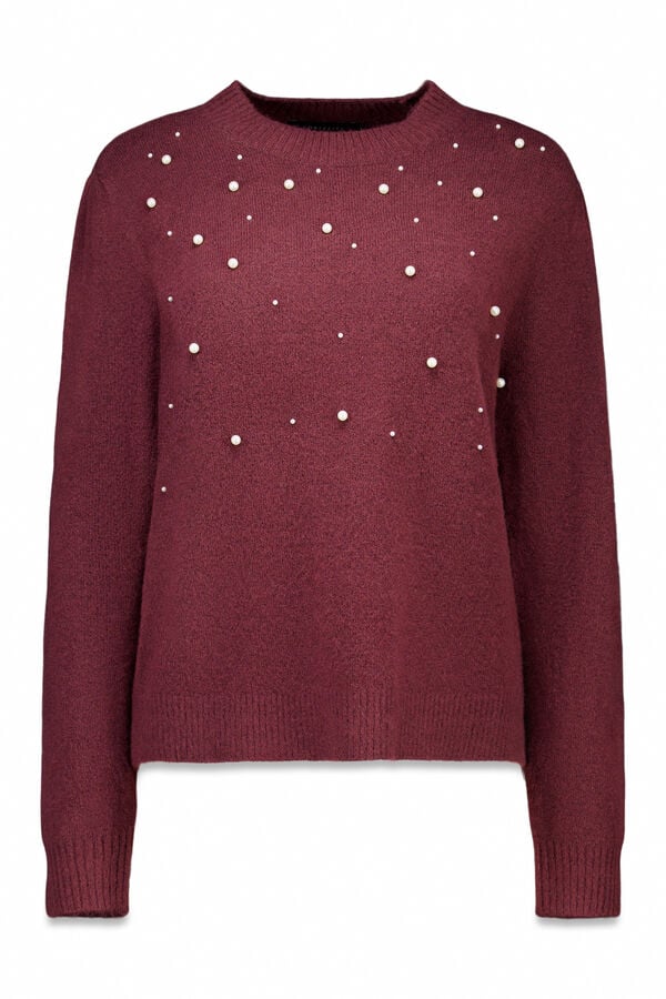 Cortefiel Jersey punto perlas Maroon