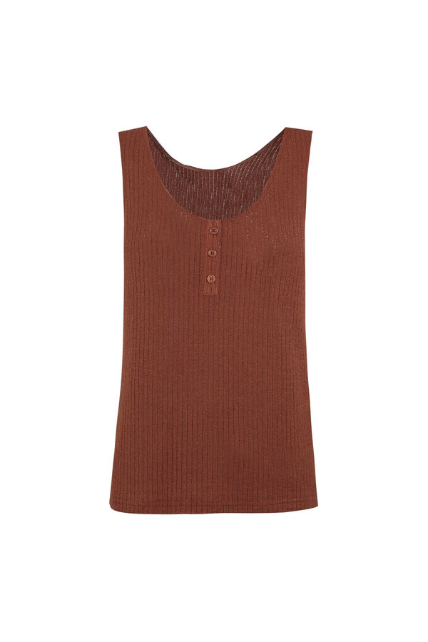 Slowlove Top tirantes botones Castanho