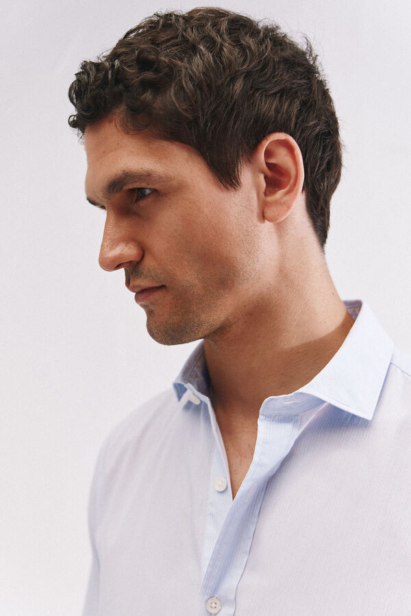 Cortefiel Striped cotton shirt Blue