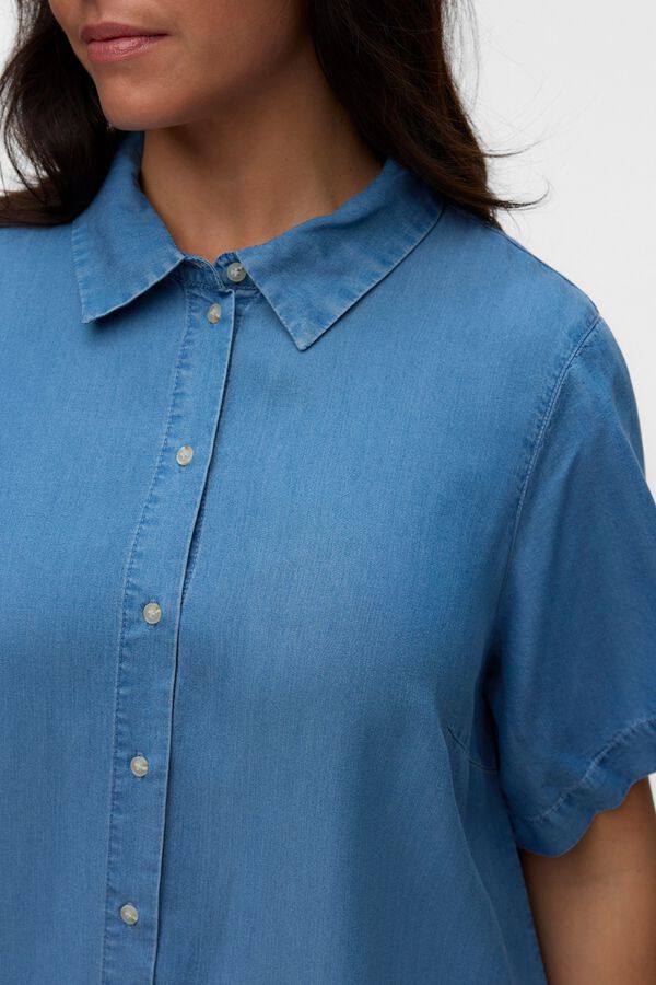 Vero Moda Curve Vestido curto em Tencel tamanho grande Azul