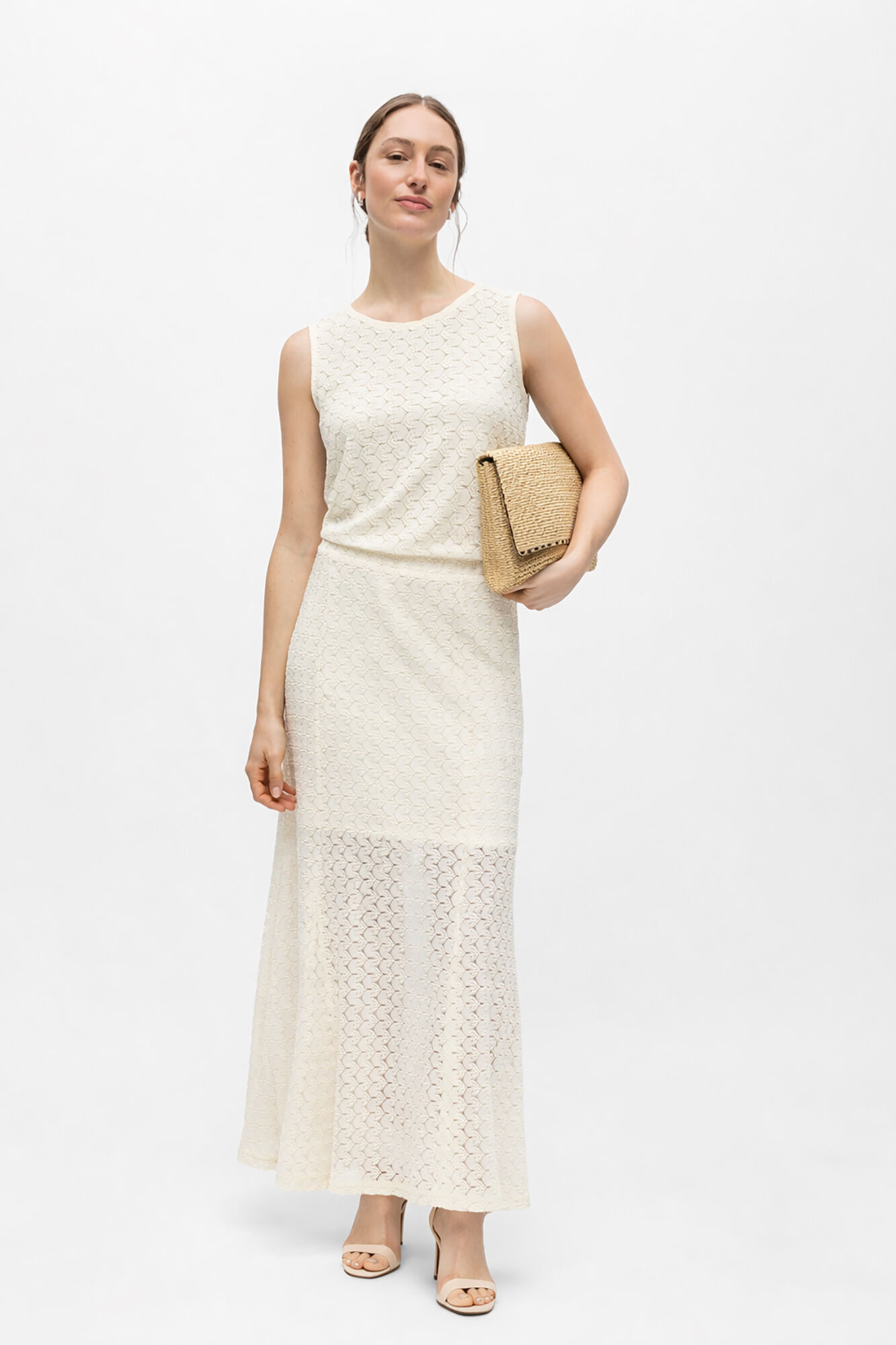 Object Openwork fabric long skirt