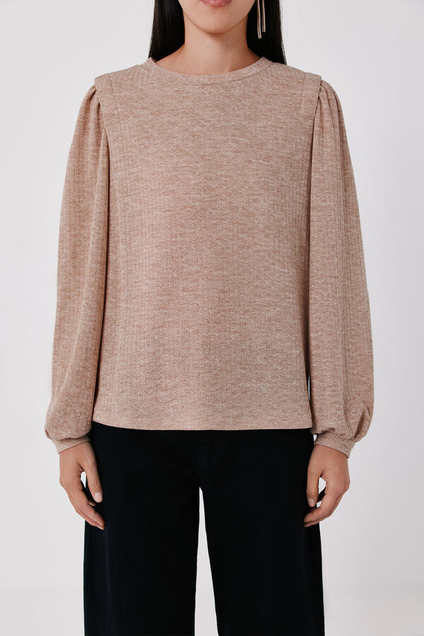 Cortefiel Shoulder pleat T-shirt Nude