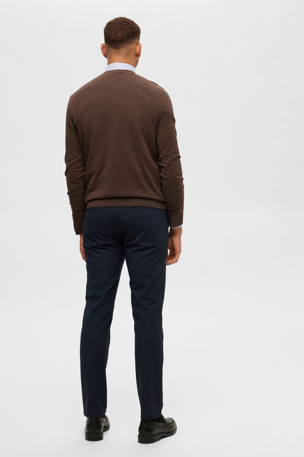 Selected Crew neck jumper in 100% cotton Brown