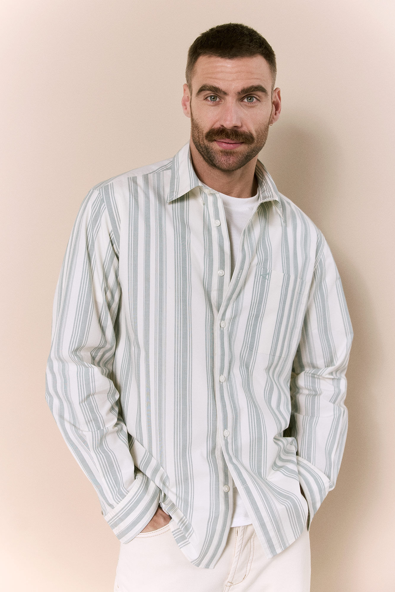 OOTO Camisa rayas popel&iacute;n manga larga