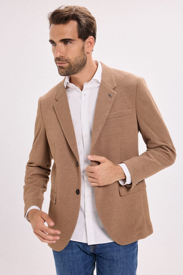 Jack & Jones Blazer de malha slim fit Castanho