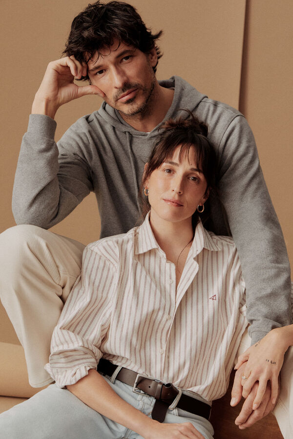 OOTO Camisa oxford rayas manga larga Granate