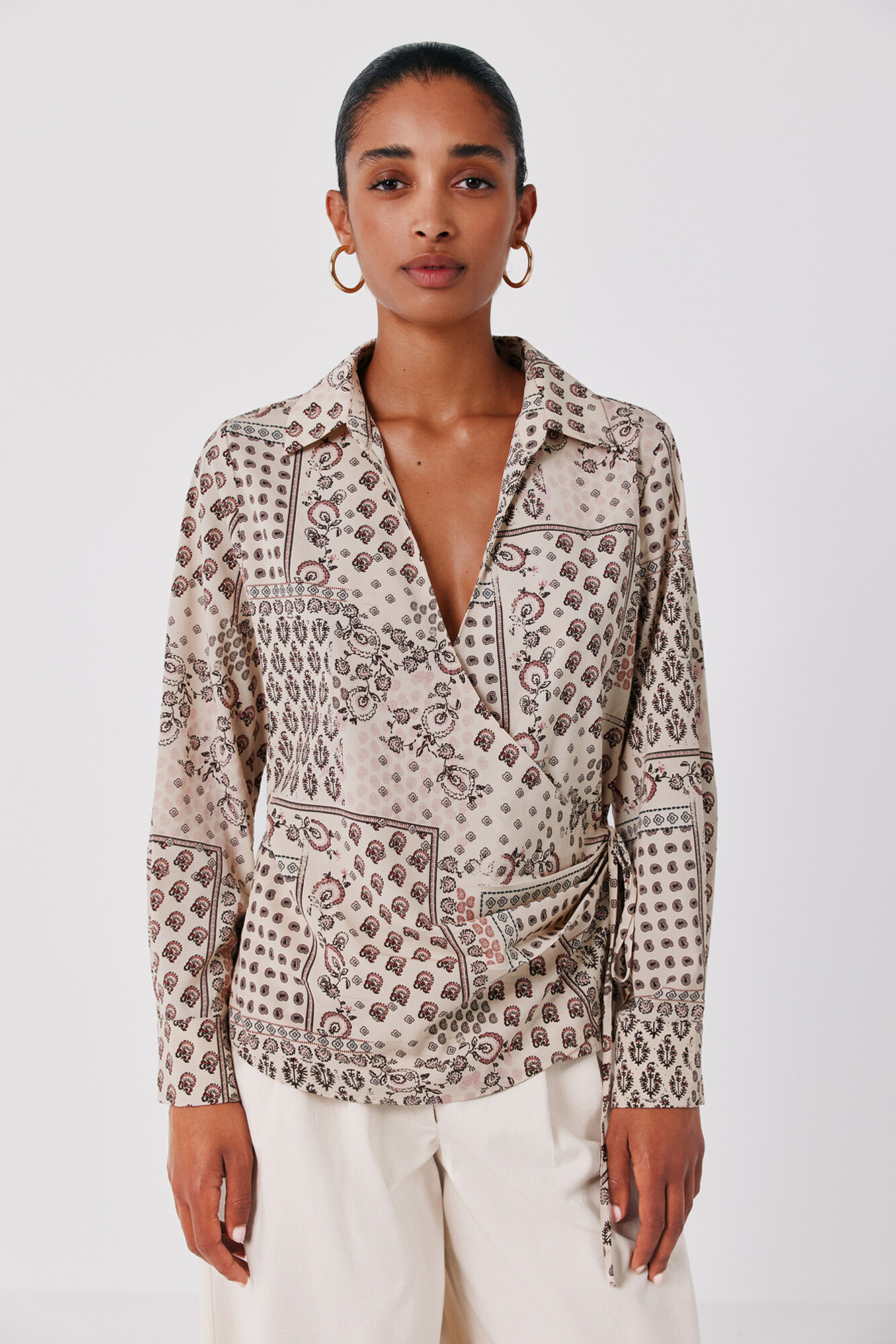 Cortefiel Printed wrap blouse
