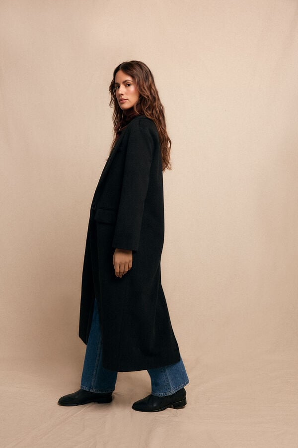 Slowlove Sobretudo longo com gola xale Preto