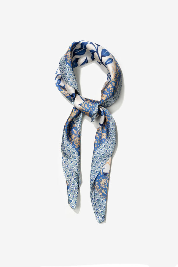 Vilanova Len&ccedil;o de cetim estampado Azul