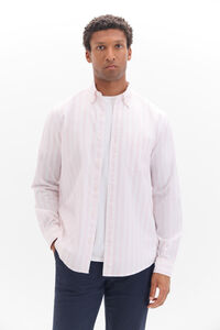 Cortefiel striped poplin shirt Pink