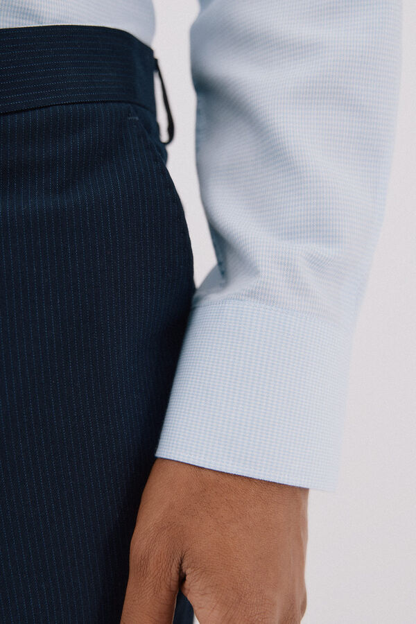 Cortefiel Tencel cotton houndstooth dress shirt Blue