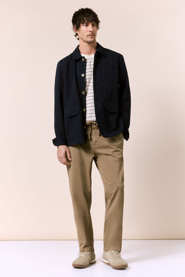 OOTO Sobrecamisa em algod&atilde;o e linho Azul