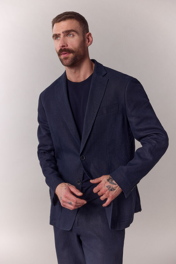 OOTO Linen blend matching blazer Navy