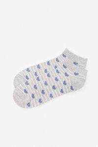 Cortefiel Stripes and hearts Better Cotton ankle socks Grey