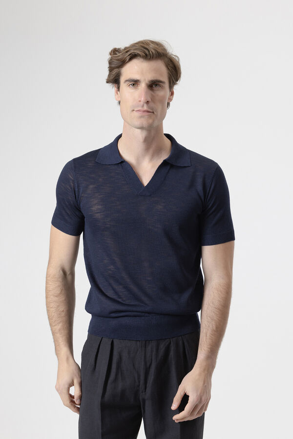PuroEGO Jersey-knit polo shirt Navy