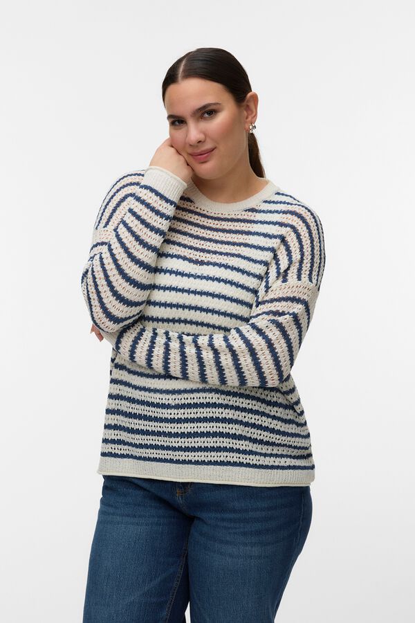 Vero Moda Curve Jersey punto fino calado talla grande Estampado beige