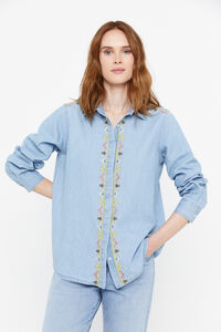 Cortefiel Embroidered shirt  Blue