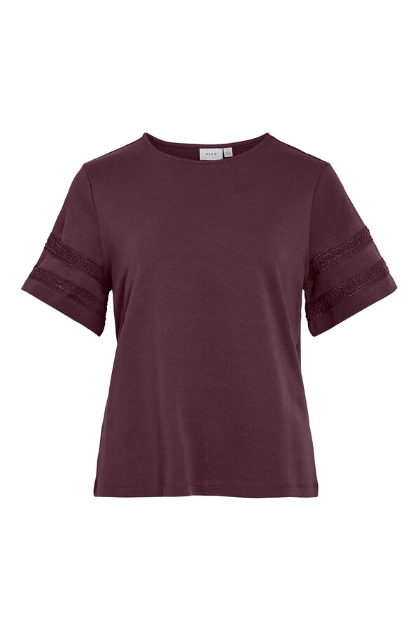 Vila Camiseta de algodão orgânico com vazados Roxo