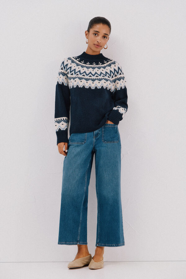 Cortefiel Jersey jacquard posicional. Azul marino