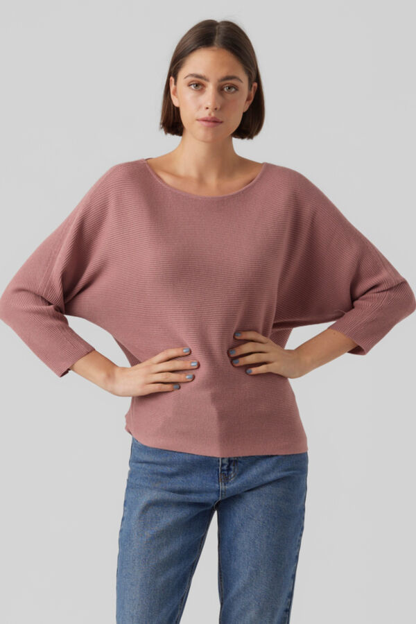 Vero Moda Knit top with 3/4 sleeves and boat neckline Lilac