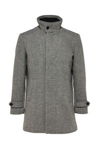 Cortefiel Recycled wool funnel neck coat Grey