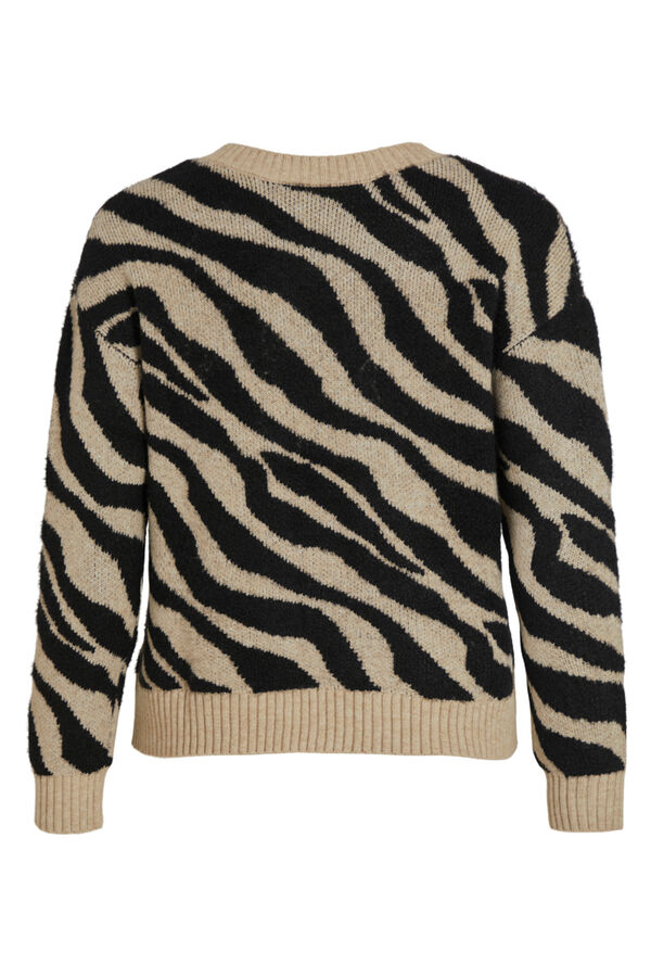 Vila Women's animal print jumper with V-neck Brown
