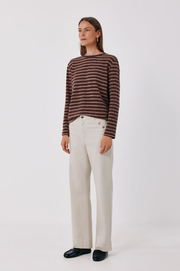 Cortefiel Chenille crew neck T-shirt Printed brown