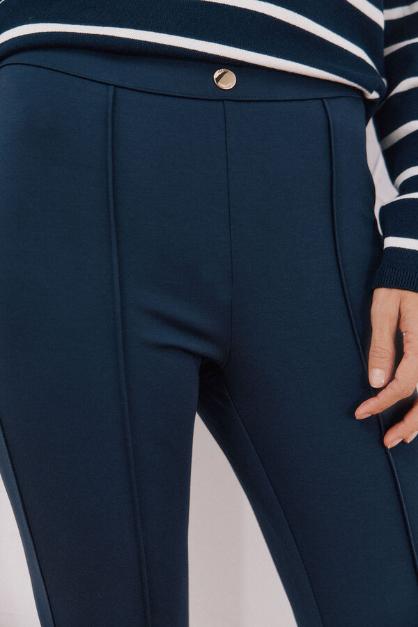 Cortefiel Women's jersey-knit leggings Navy